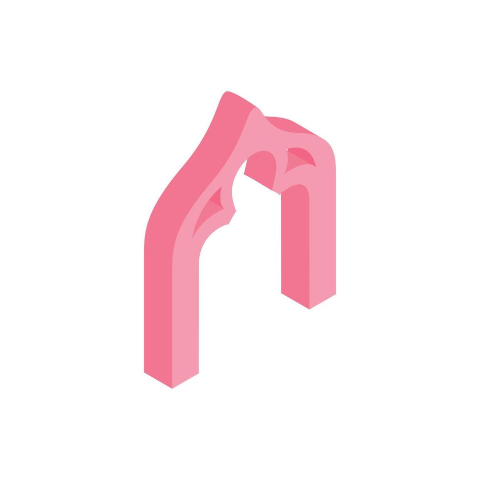rosa Spitzbogen-Symbol, isometrischer 3D-Stil vektor
