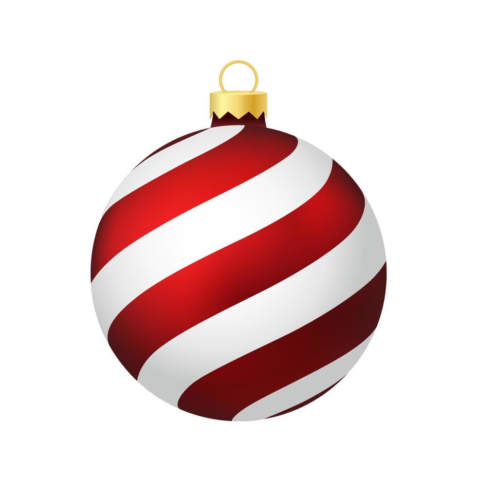 röd julgran leksak eller boll volymetrisk och realistisk färgillustration vektor