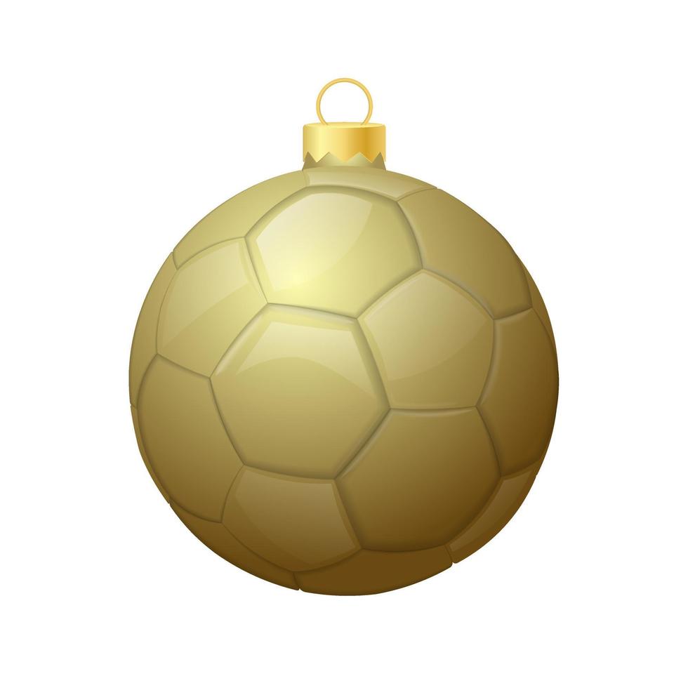 goldene weihnachtsfußballkugelikone für weihnachtsbaum vektor