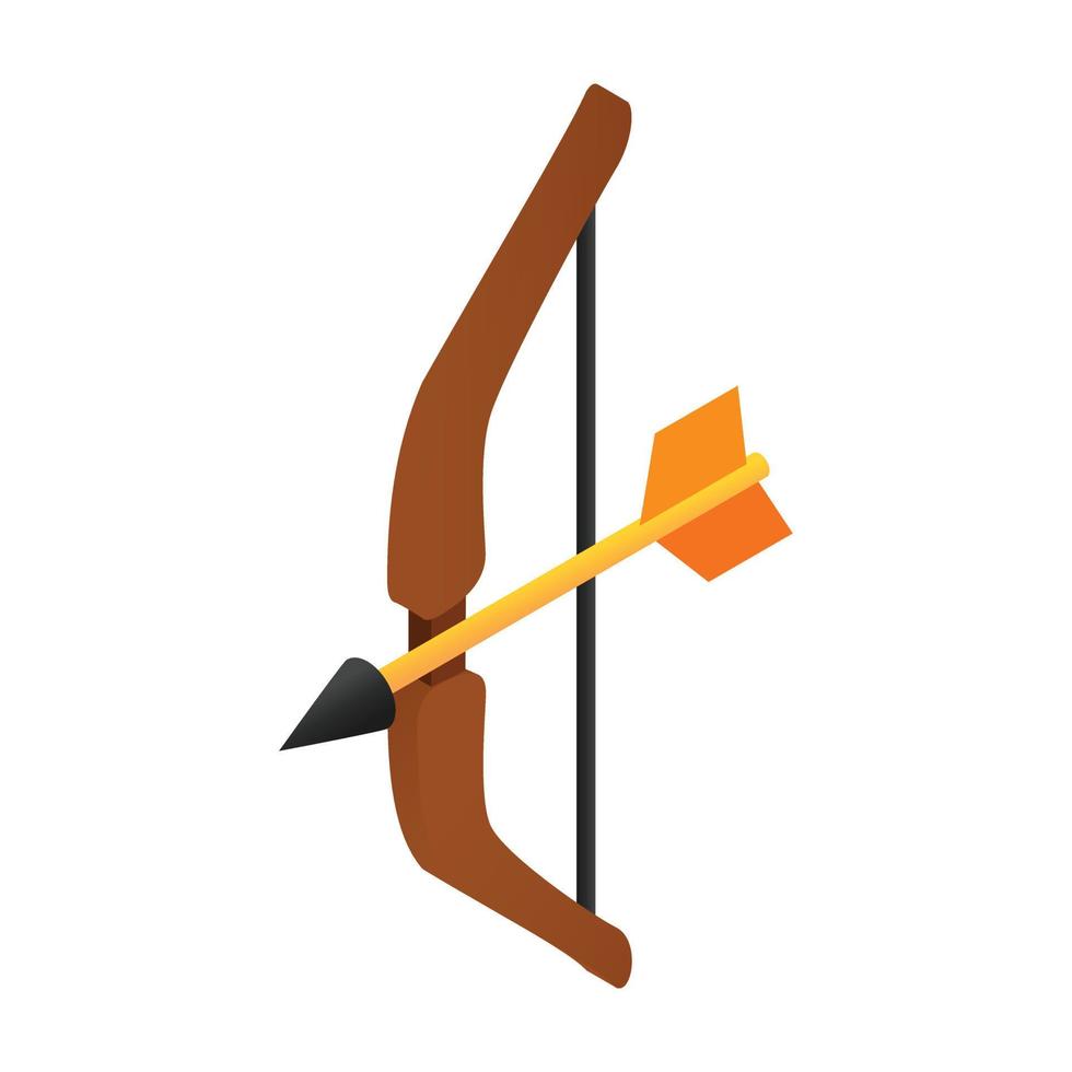 mittelalterlicher Bogen isometrisches 3D-Symbol vektor