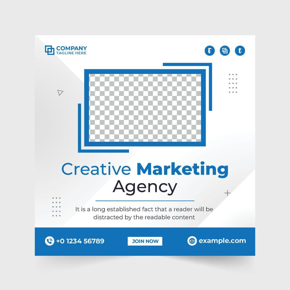 Werbeplakatdesign der Agentur für digitales Marketing mit blauen und grünen Farben. professioneller Web-Banner-Vektor für digitales Marketing mit einem Foto-Platzhalter. Vorlagenlayout für Unternehmensförderung. vektor