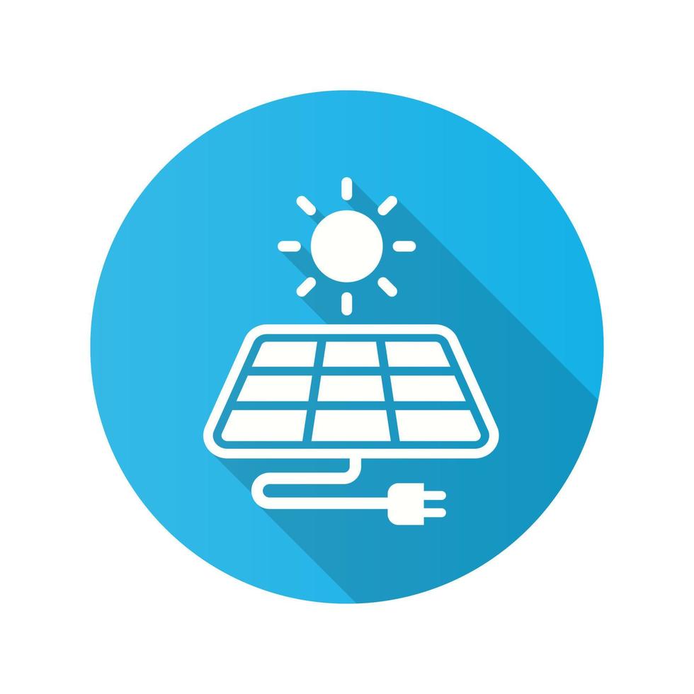 sol- energi ikon med lång skugga för grafisk och webb design. vektor