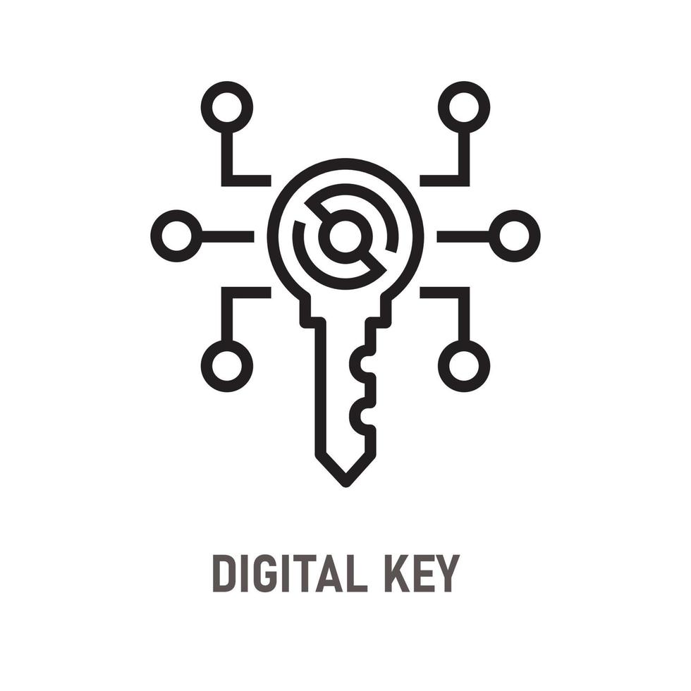 digitales Schlüsselliniensymbol auf weißem Hintergrund. editierbarer Strich. vektor