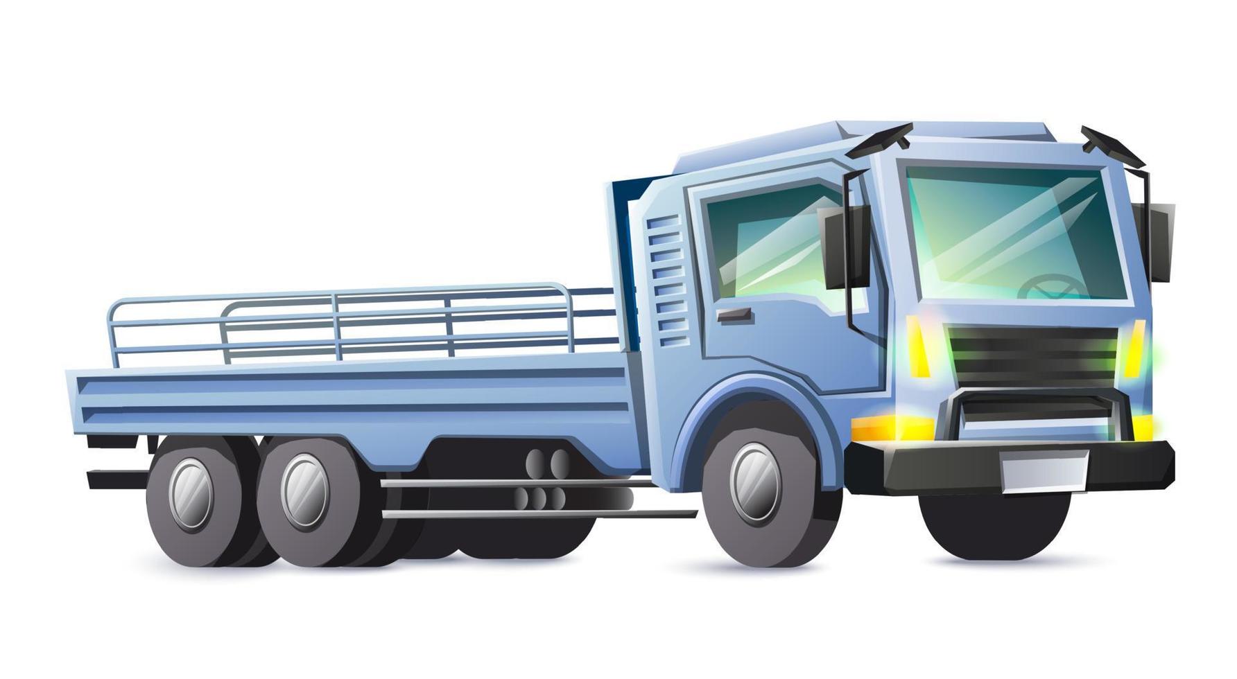 vektor tecknad serie stil blå frakt lastbil isolerat på vit bakgrund.