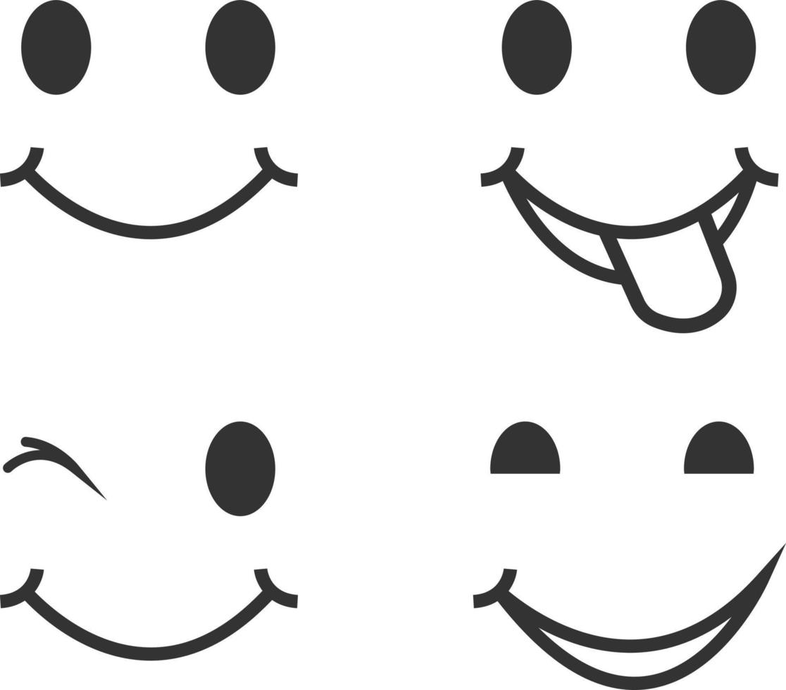 Reihe von lustigen Smiley-Gesichtern mit unterschiedlichen Ausdrücken auf weißem Hintergrund vektor