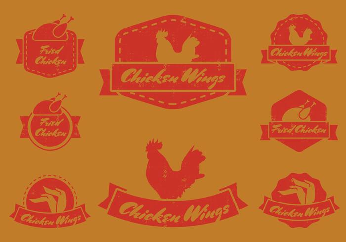 Weinlese-Chicken Wing Badge vektor