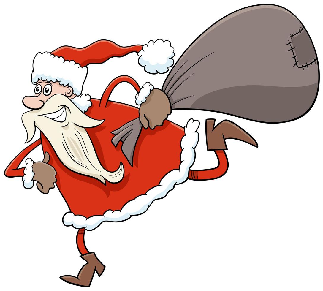Weihnachtsmann Charakter der Weihnachtsmann mit Sack der Geschenke vektor