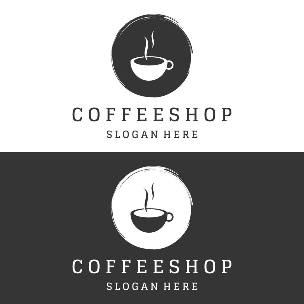 vintage espresso kaffee und kaffeetasse vorlage logo design. Logos können für Unternehmen, Cafés, Restaurants und Cafés sein. vektor