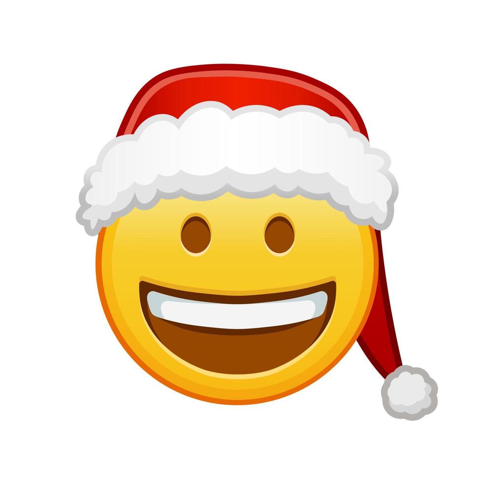 Weihnachten grinsendes Gesicht groß mit gelbem Emoji-Lächeln vektor