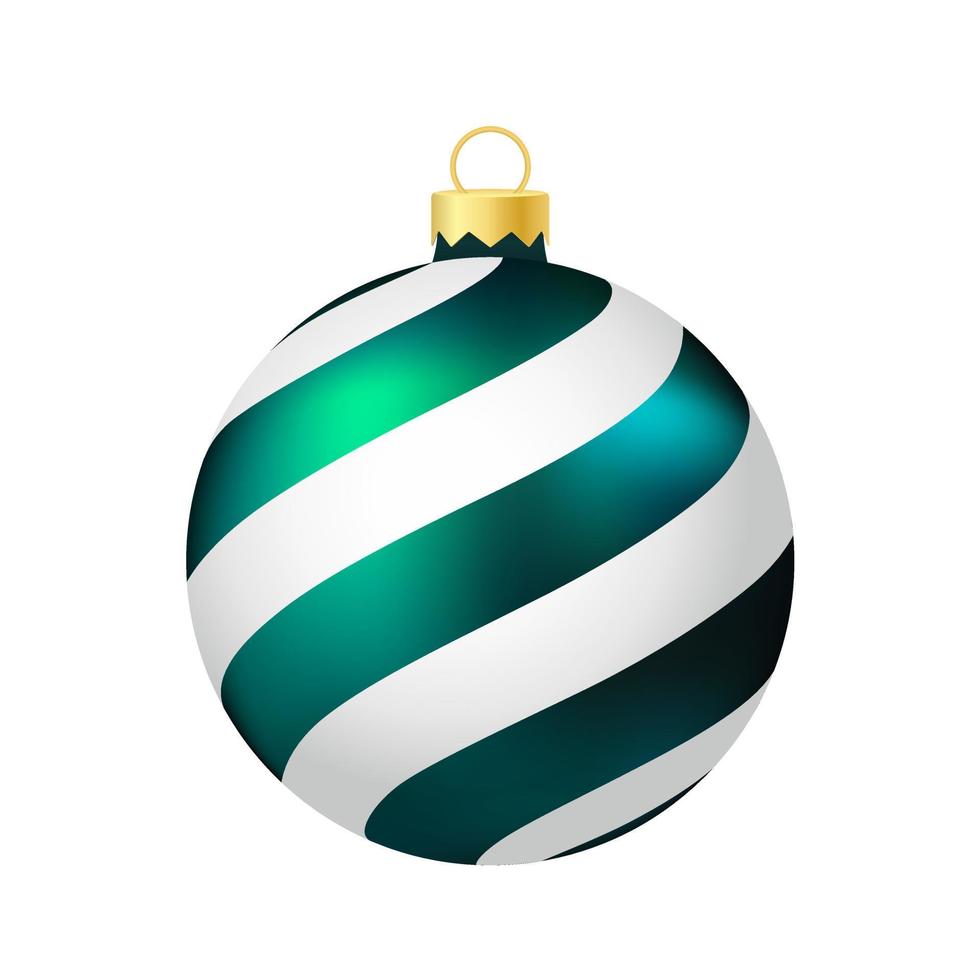 mörkgrön julgran leksak eller boll volymetrisk och realistisk färgillustration vektor