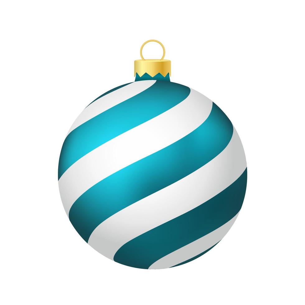 aqua blå julgran leksak eller boll volymetrisk och realistisk färg illustration vektor