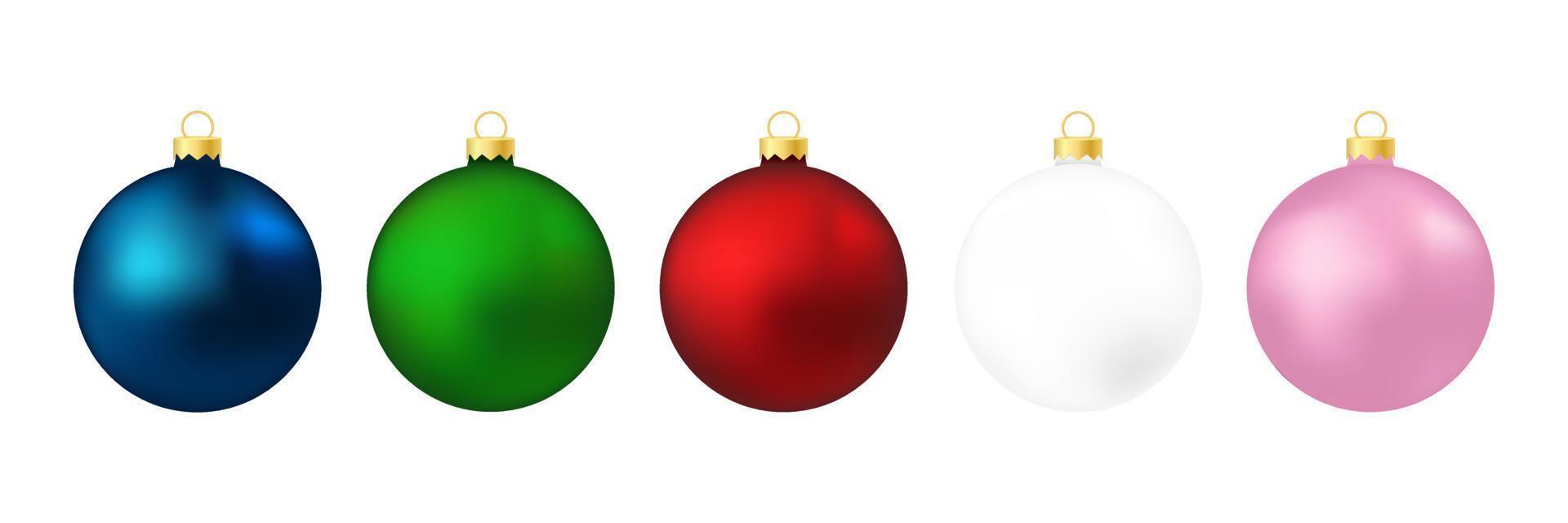 uppsättning av jul träd bollar isolerat på vit bakgrund vektor