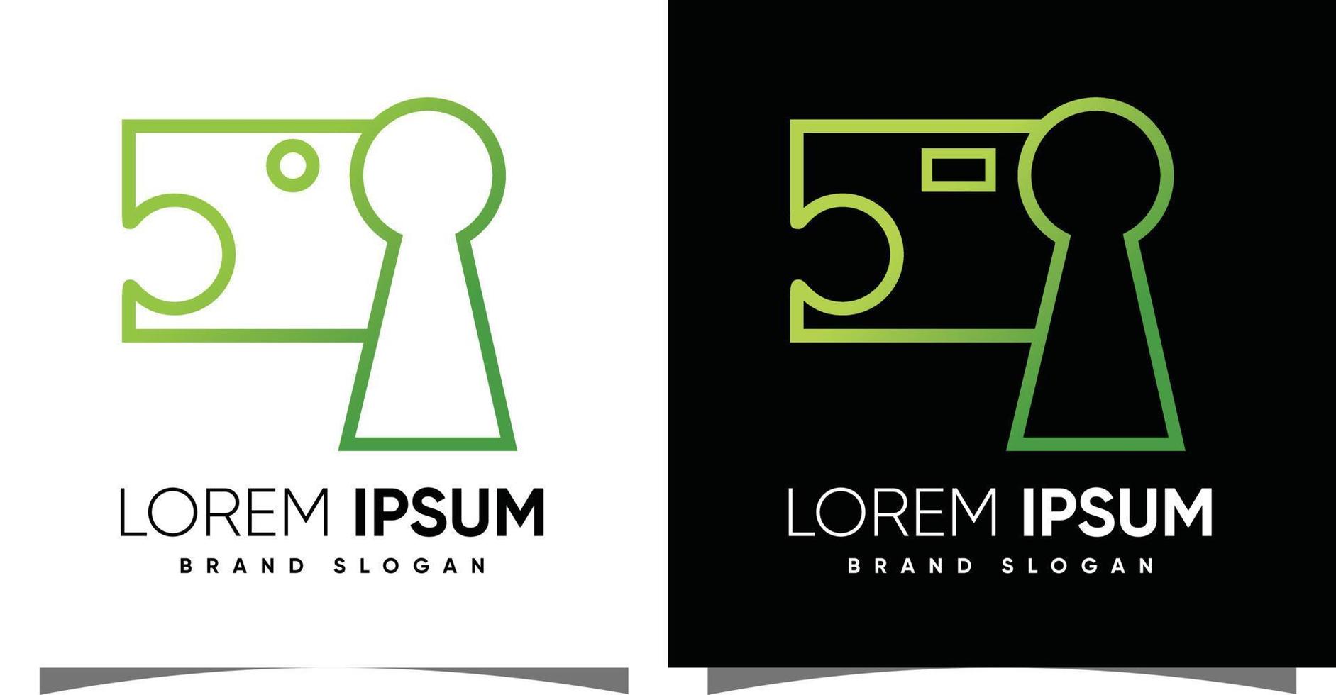 Löwen-Schlüsselloch-Logo mit kreativem, modernem Premium-Vektor vektor