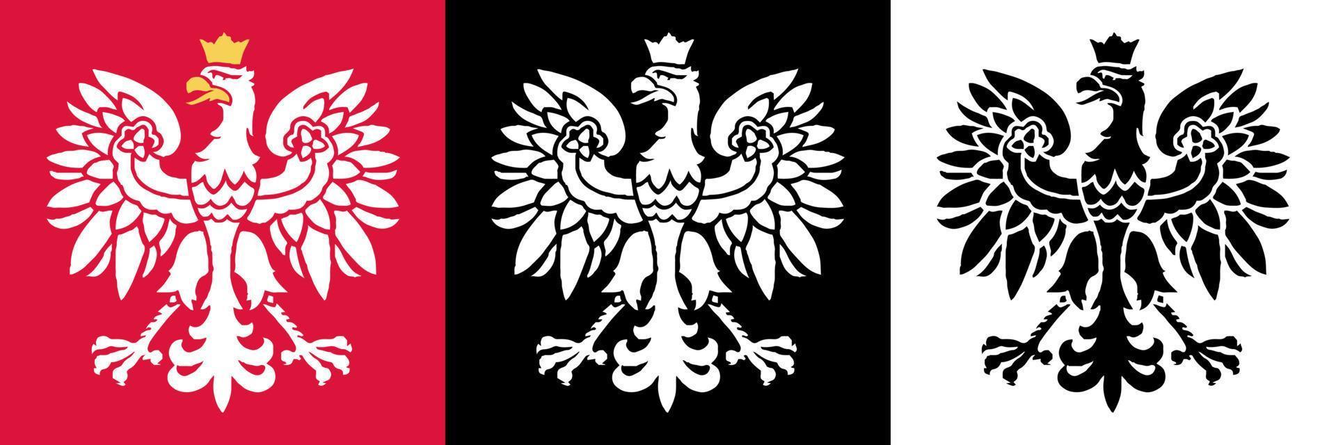 Adler polnisches Zeichen Emblem Polen Vektor-Silhouette-Grafik vektor