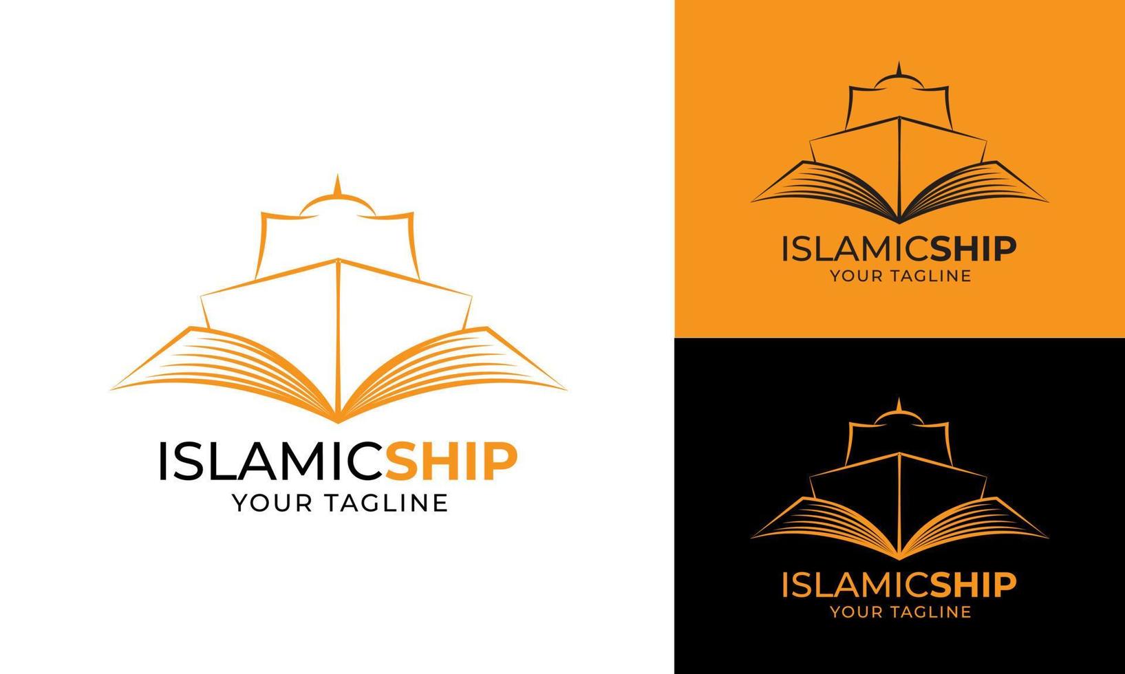 platt design modern islamic fartyg linje logotyp mall vektor