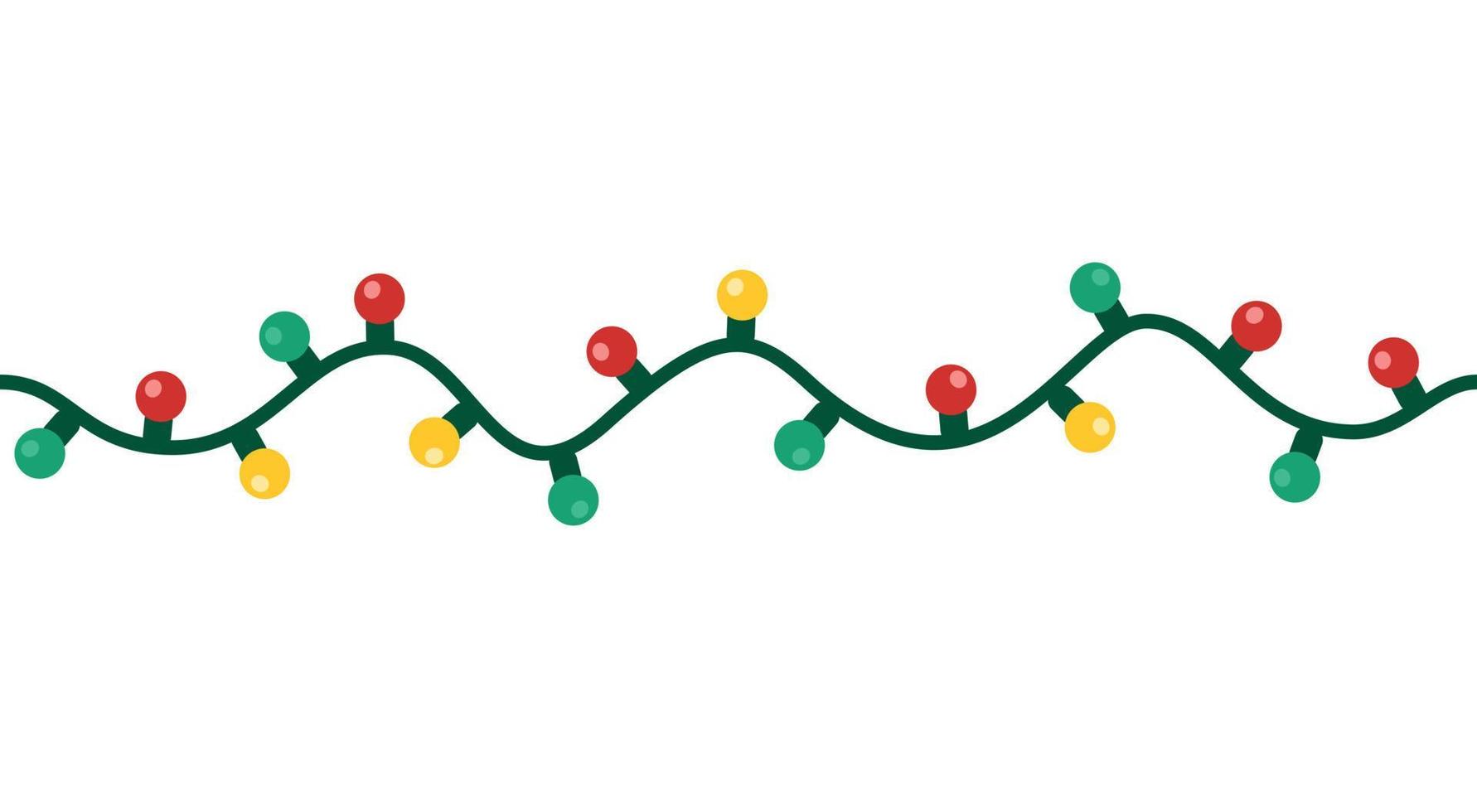 Abbildung einer farbigen elektrischen Girlande. Weihnachtsbeleuchtung im flachen Stil. nahtloses Muster vektor