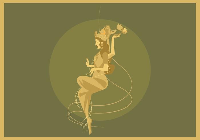 Illustration av sittande gudinnan Lakshmi Vector