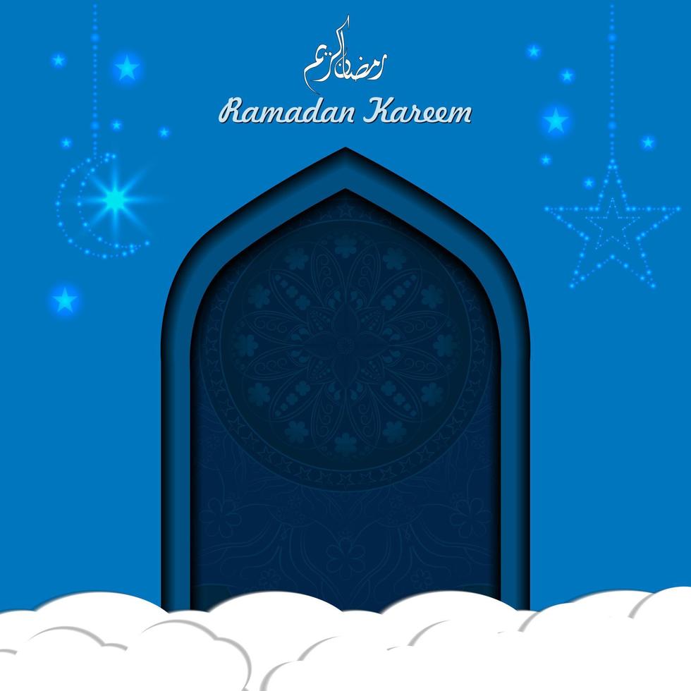 Ramadan-Kareem-Hintergrund. Scherenschnitt-Vektorillustration mit Stern, Mond und Mandala. festliches ramadan-grußkartendesign. vektor