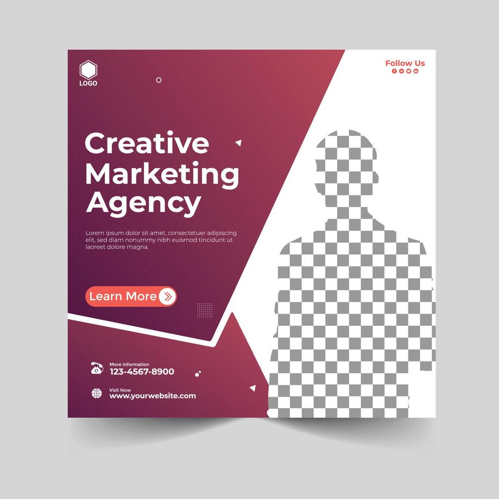 Creative-Marketing-Agentur und Social-Media-Post- oder Square-Banner-Template-Design für Unternehmen vektor