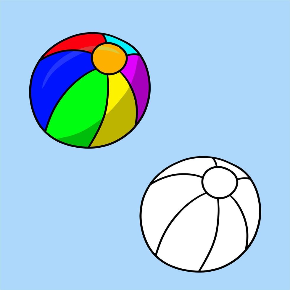 en uppsättning av bilder, en ljus runda boll för barn spel, en cirkus boll, en vektor illustration i tecknad serie stil på en färgad bakgrund