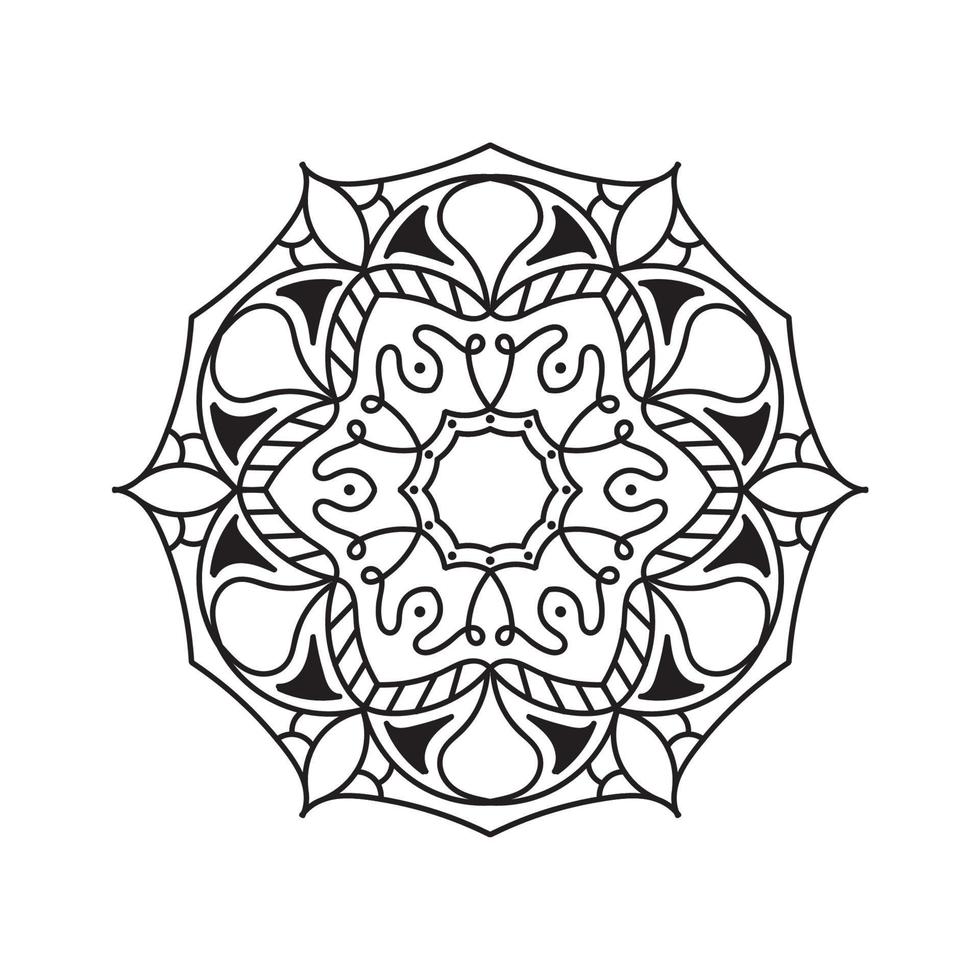 svart och vit enkel mandala blomma för färg bok. årgång dekorativ element vektor
