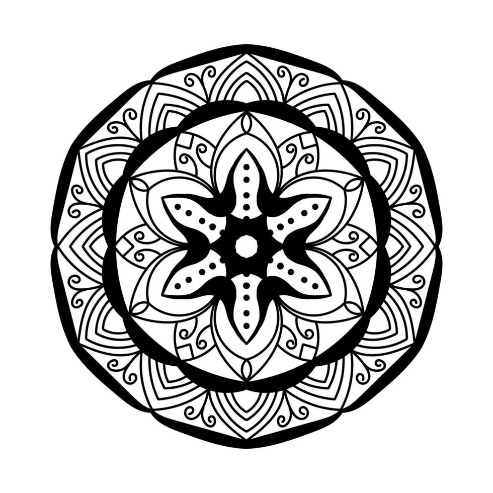 svart och vit enkel mandala blomma för färg bok. årgång dekorativ element. orientalisk mönster vektor illustration.