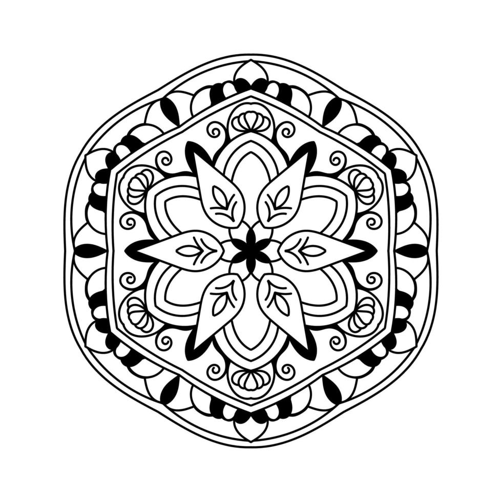 svart och vit enkel mandala blomma för färg bok. årgång dekorativ element. orientalisk mönster vektor illustration.