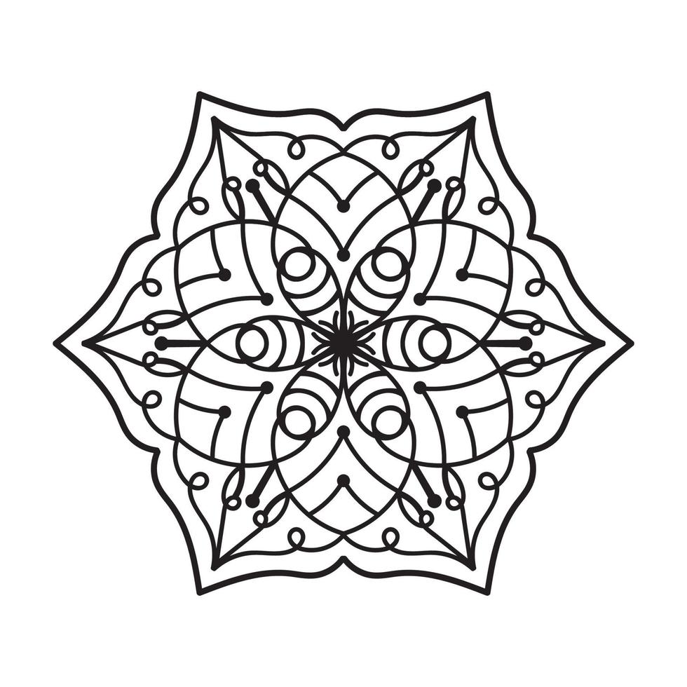 Schwarz-Weiß-einfache Mandala-Blume für Malbuch. vintage dekorative elemente vektor