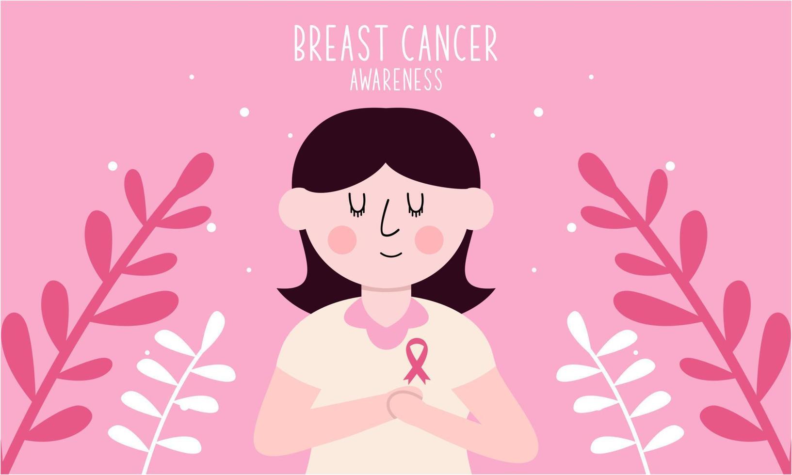 bröst cancer medvetenhet med band och illustration logotyp vektor