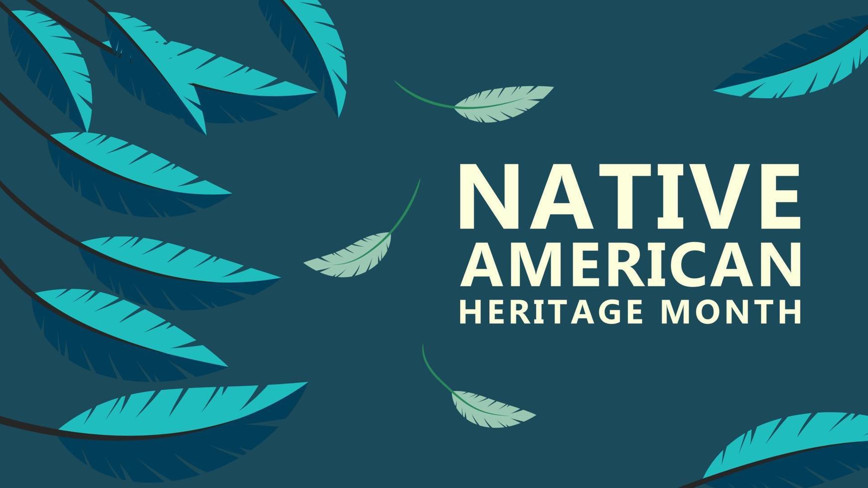 inföding amerikan arv månad. bakgrund design med fjäder ornament fira inföding indianer i amerika. vektor