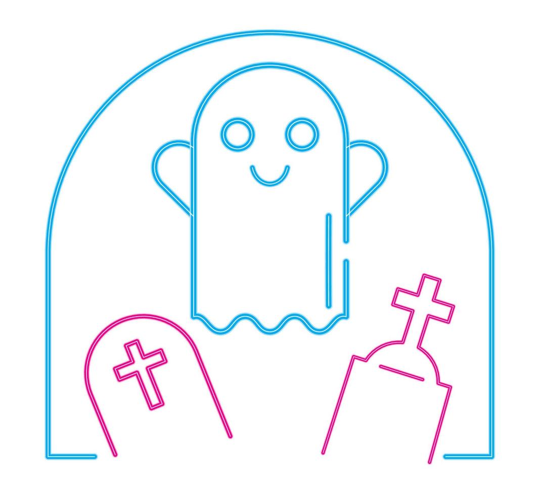 halloween-geist im friedhof neon vektor