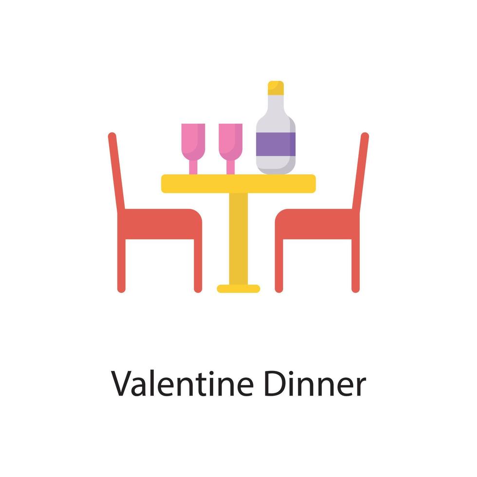 valentinstag, abendessen, vektor, flache, symbol, design, illustration. Liebessymbol auf weißem Hintergrund eps 10-Datei vektor