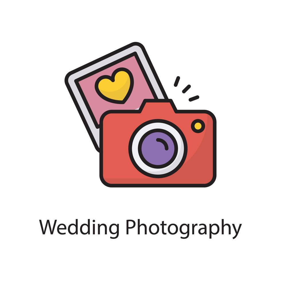 Hochzeitsfotografie Vektor gefüllt Umriss Icon Design Illustration. Liebessymbol auf weißem Hintergrund eps 10-Datei