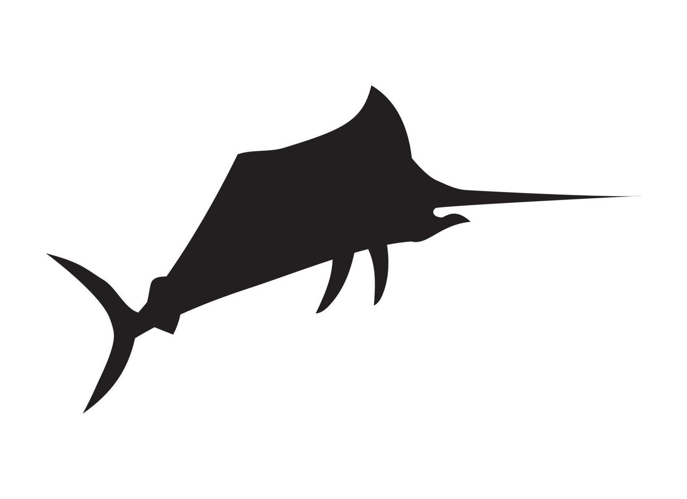 svärdfisk Havsliv djur- silhuett vektor