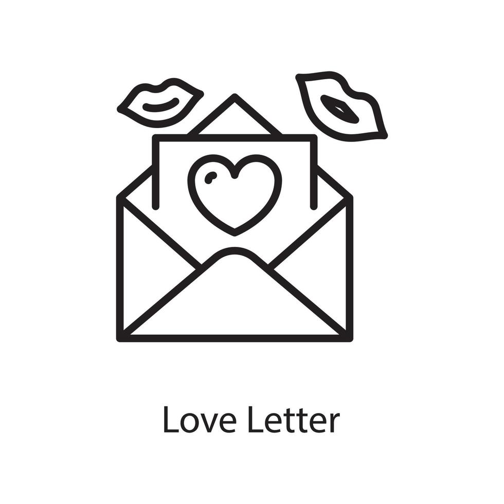 Liebesbrief Vektor Umriss Icon Design Illustration. Liebessymbol auf weißem Hintergrund eps 10-Datei