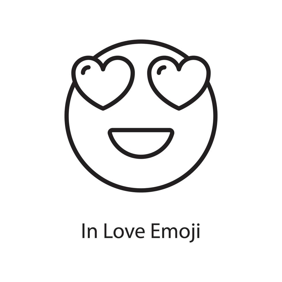 i kärlek emoji vektor översikt ikon design illustration. kärlek symbol på vit bakgrund eps 10 fil