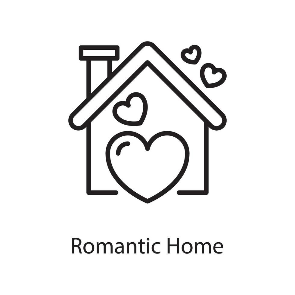 romantisk bok vektor översikt ikon design illustration. kärlek symbol på vit bakgrund eps 10 fil
