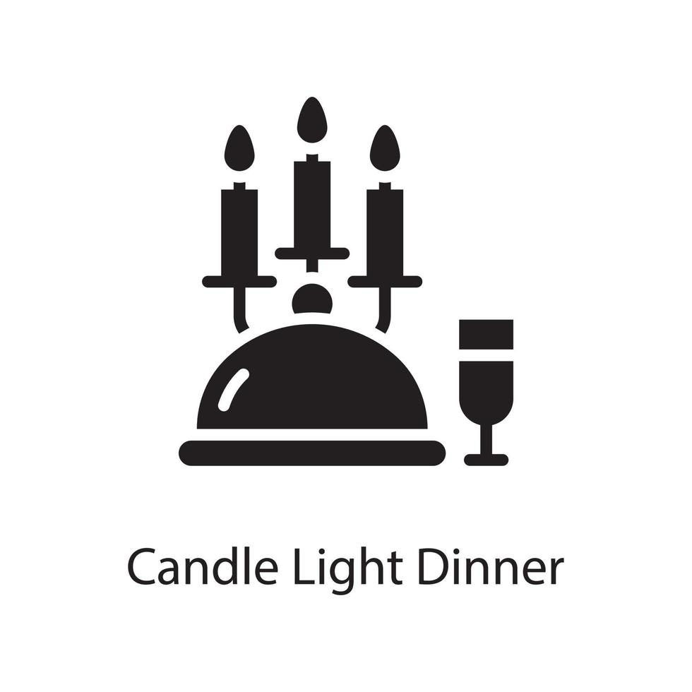 ljus ljus middag vektor fast ikon design illustration. kärlek symbol på vit bakgrund eps 10 fil