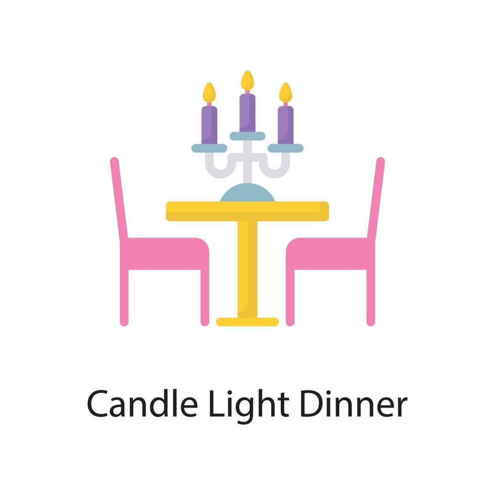 ljus ljus middag vektor platt ikon design illustration. kärlek symbol på vit bakgrund eps 10 fil