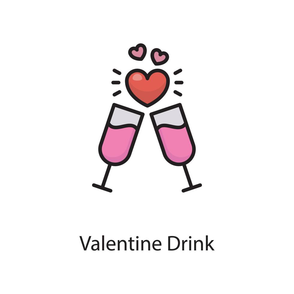 valentine dryck vektor fylld översikt ikon design illustration. kärlek symbol på vit bakgrund eps 10 fil