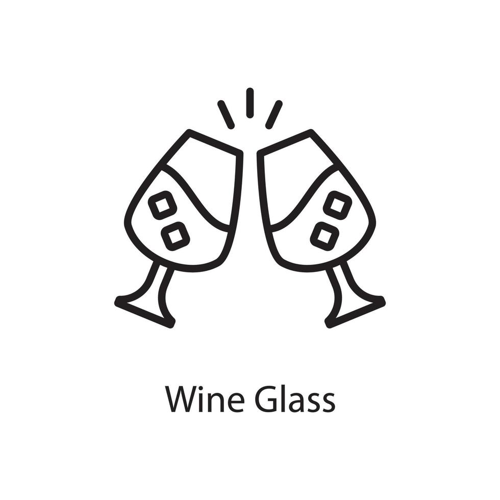 vin glas vektor översikt ikon design illustration. kärlek symbol på vit bakgrund eps 10 fil