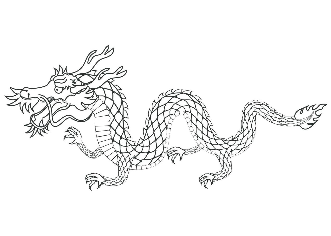 asiatische Drachentierzeichnung vektor