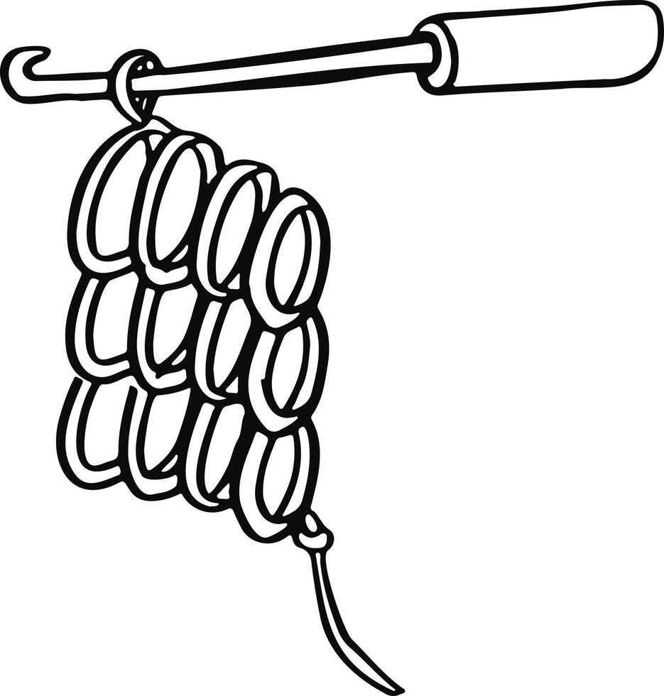 Stricken, Häkelnadel für Handarbeiten in Linienvektorillustration vektor