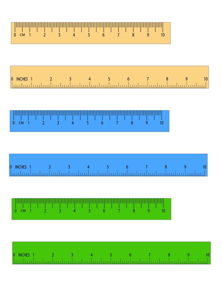 Längenmessung mit Lineal. Messung in Zentimetern und Zoll. Lineal vektor