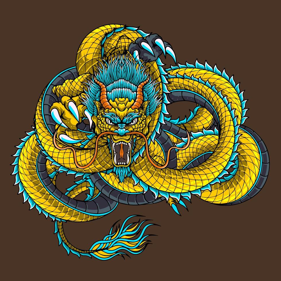 China Dragon goldene Vektorsymbolillustration vektor