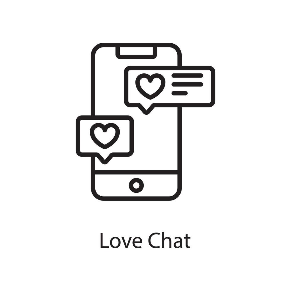 kärlek chatt vektor översikt ikon design illustration. kärlek symbol på vit bakgrund eps 10 fil