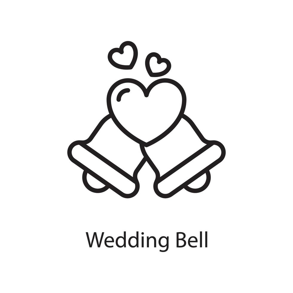 Hochzeit Glocke Vektor Umriss Icon Design Illustration. Liebessymbol auf weißem Hintergrund eps 10-Datei