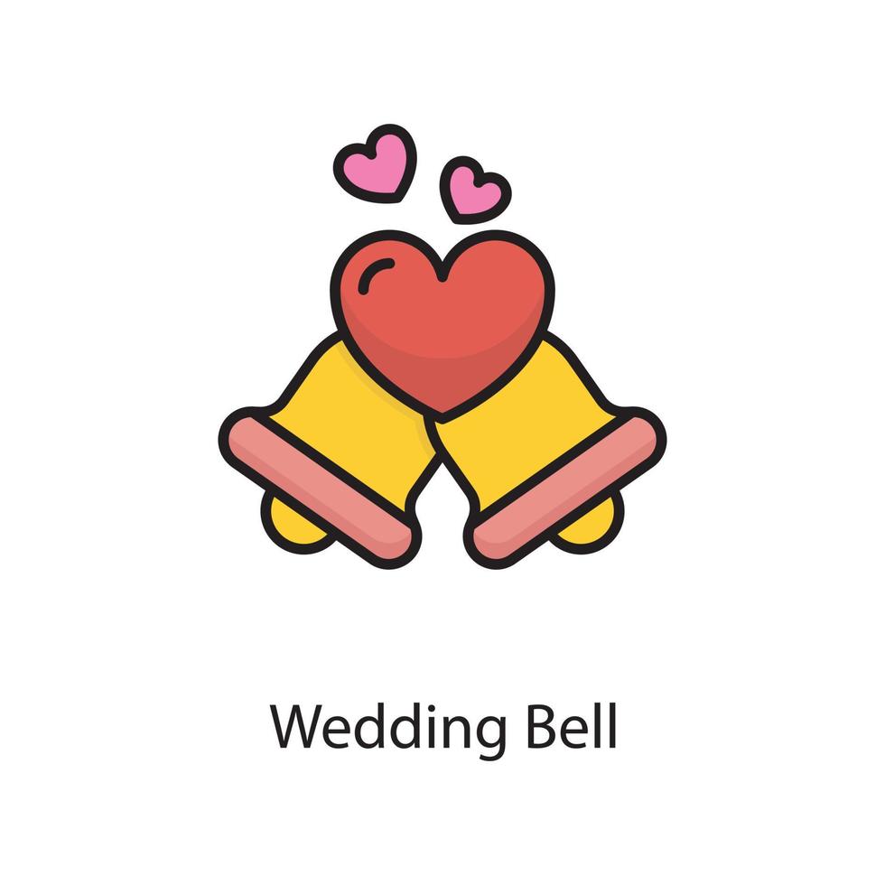 Hochzeitsglocke Vektor gefüllt Umriss Icon Design Illustration. Liebessymbol auf weißem Hintergrund eps 10-Datei