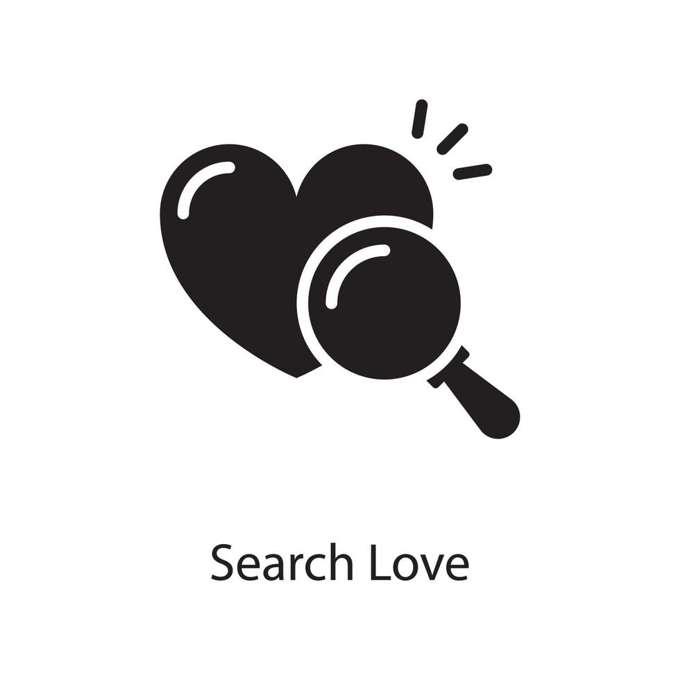 Suche Liebe Vektor solide Icon Design Illustration. Liebessymbol auf weißem Hintergrund eps 10-Datei