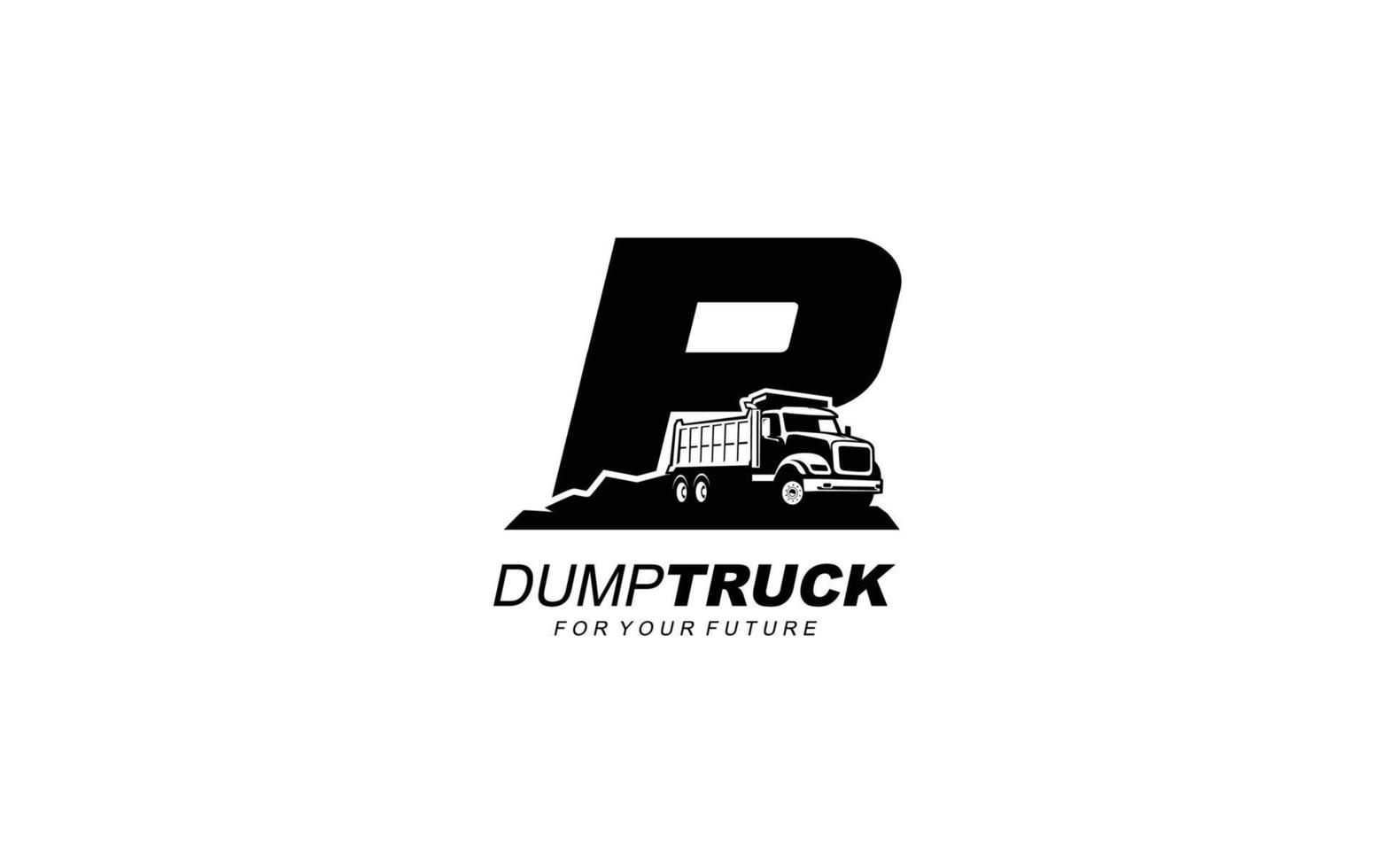 r logotyp dumpa lastbil för konstruktion företag. tung Utrustning mall vektor illustration för din varumärke.